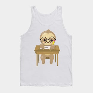 School Sloth, Cute Sloth, Baby Sloth, School Desk Tank Top